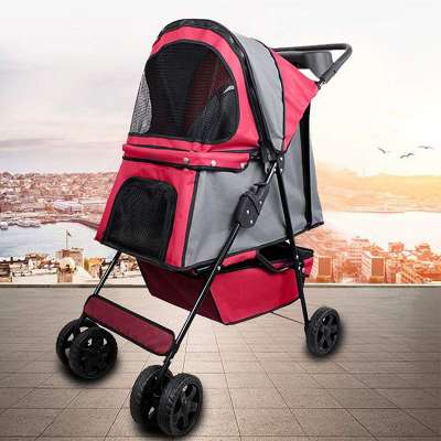 High Quality Folding Four-wheeled Easy Walk Travel Carrier Carriage Pet Stroller For Dogs And Small Animals