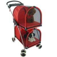 4 wheel oxford fabric twin cat dog pet trolley stroller pet shop playpens double decker